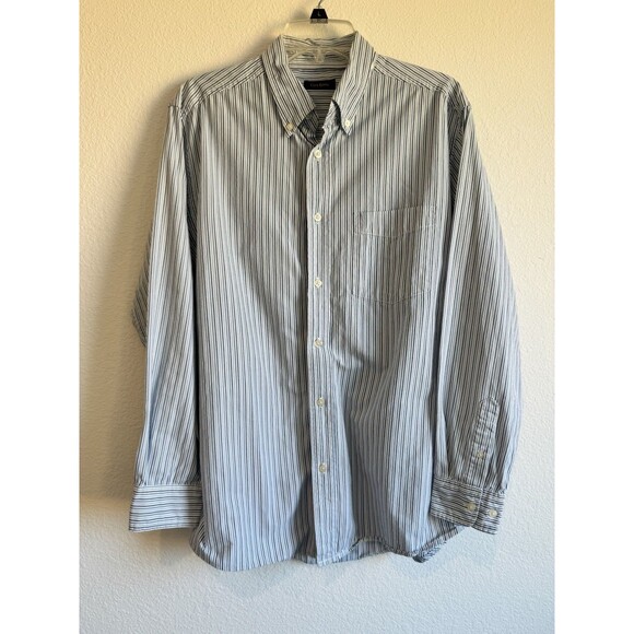 Club Room Men's Blue Striped Long Sleeve Button Down Shirt Cotton Medium - Picture 1 of 12